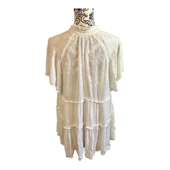 VICI Yolanda Cotton Eyelet Tiered Babydoll Mini Dress - Picture 3 of 7